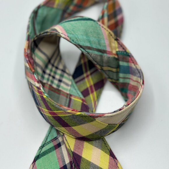 Brooks Brothers "346" Men's Plaid Cotton Belt Leather and D Ring Buckle Large - Picture 8 of 10